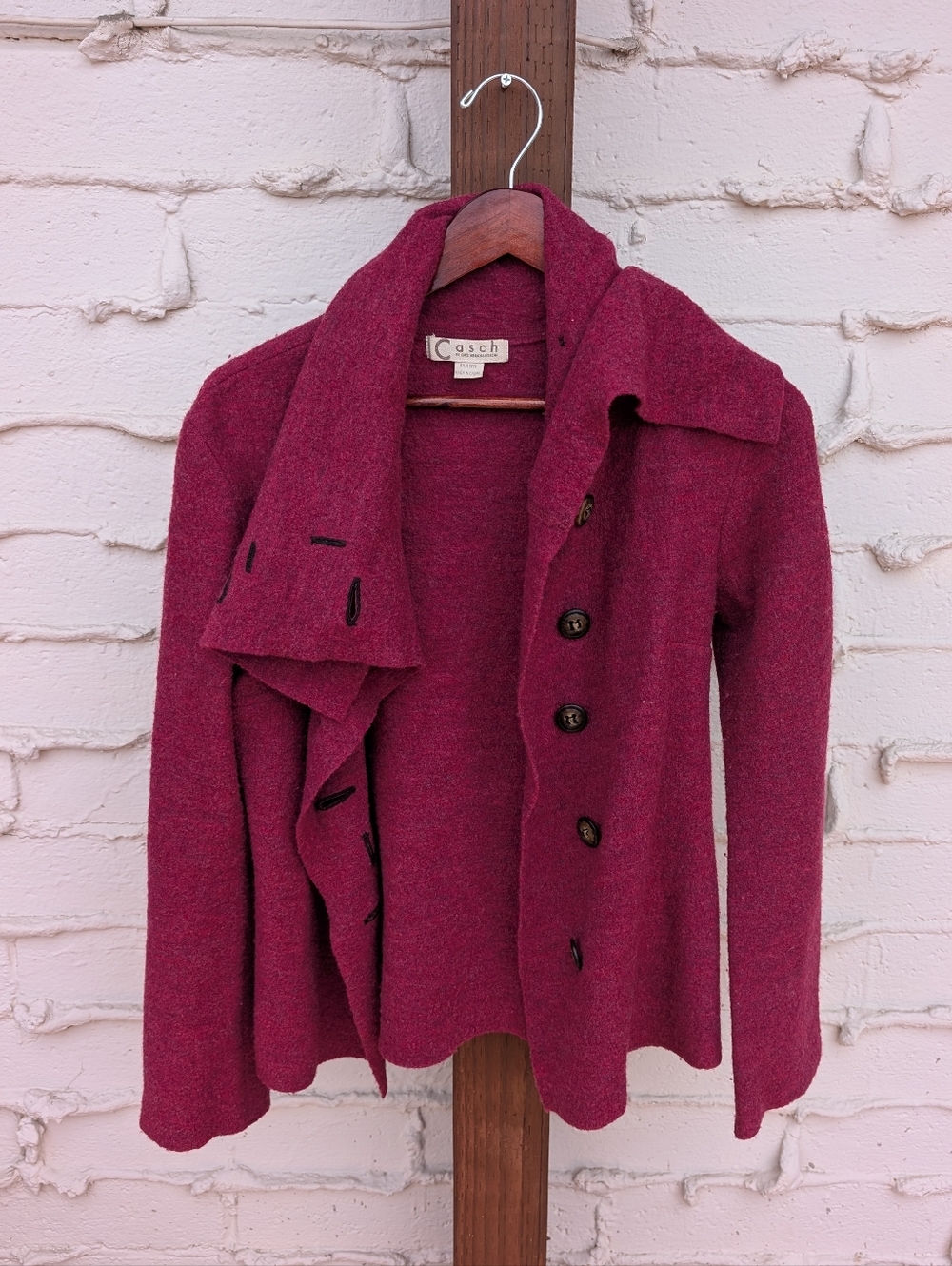 { Anthropologie } Casch By Gro Abrahamsson Boiled Wools Cardigan Sweater - Picture 3 of 8